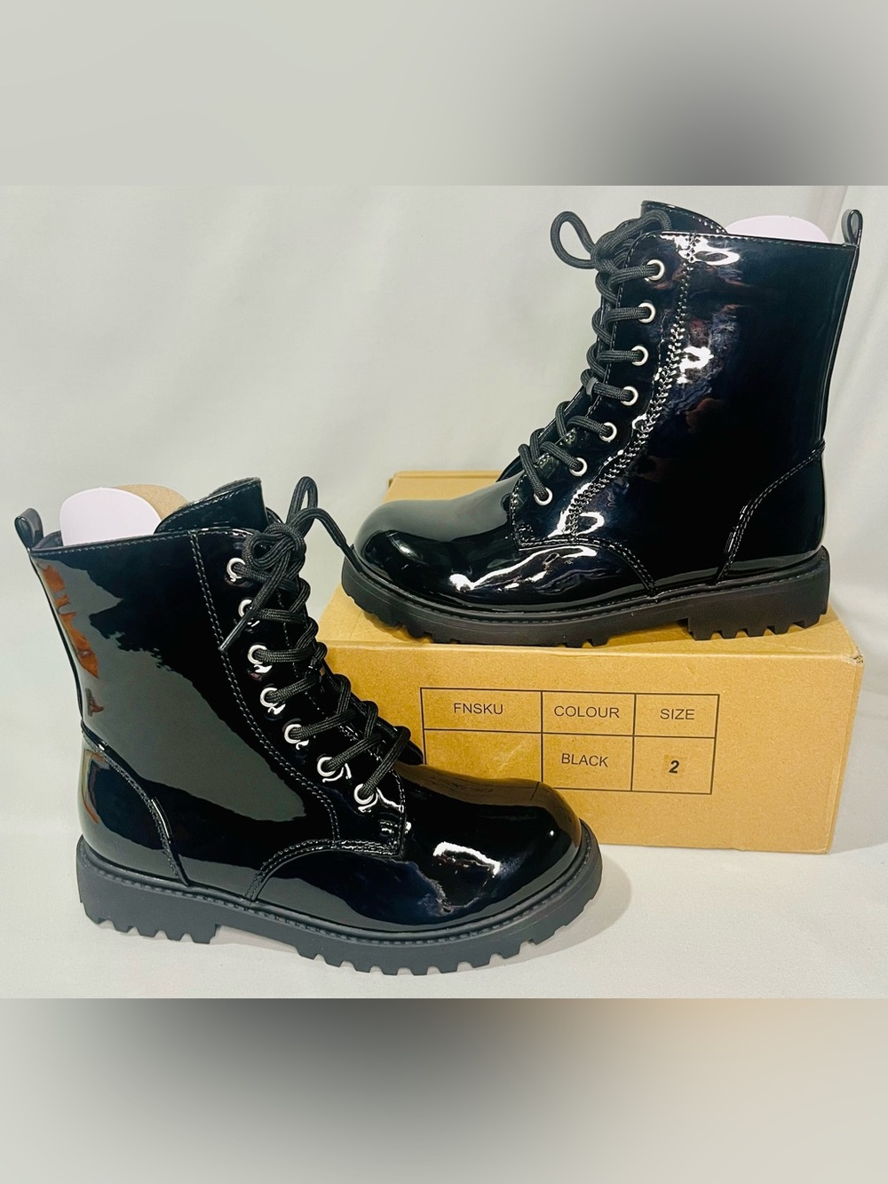 Girls Side Zipper Combat Boots
